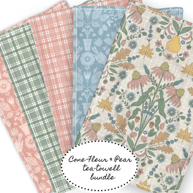 * Autumn Salad Girl Tea-Towels~set of 5